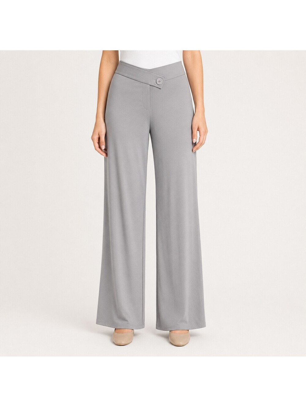 Halara Crossover Button Straight Leg Pants Gray Large